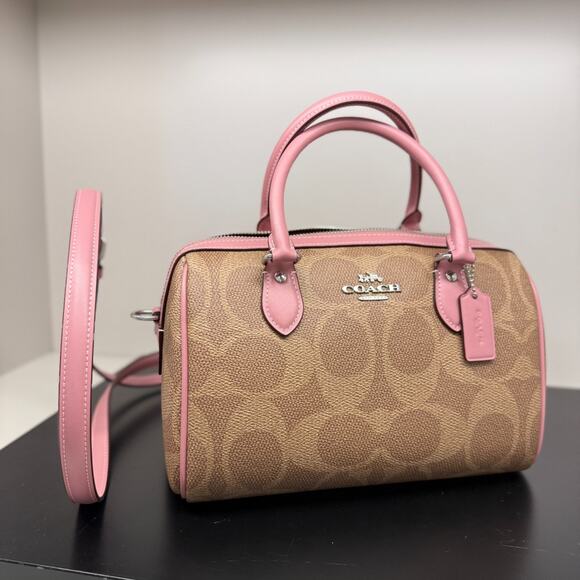 Coach Rowan Satchel Bag In Maxi Signature Canvas CCD76 Dusty Pink - Picture 1 of 13